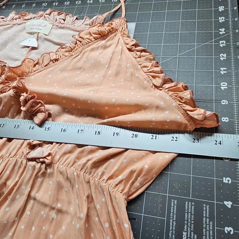 Sugarfox Babydoll Blouse Women 2X Pink Polka Dot Tiered Ruffles Fairy Boho Glam
